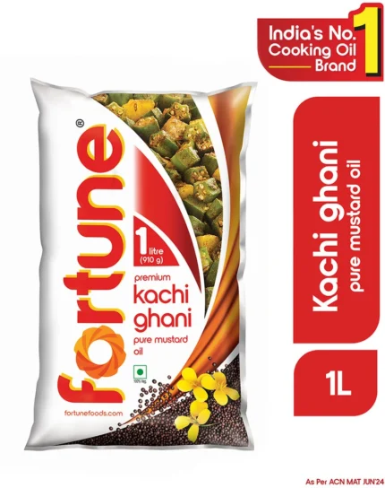 Fortune Premium Kachi Ghani Pure Mustard Oil, 1 ltr pouch