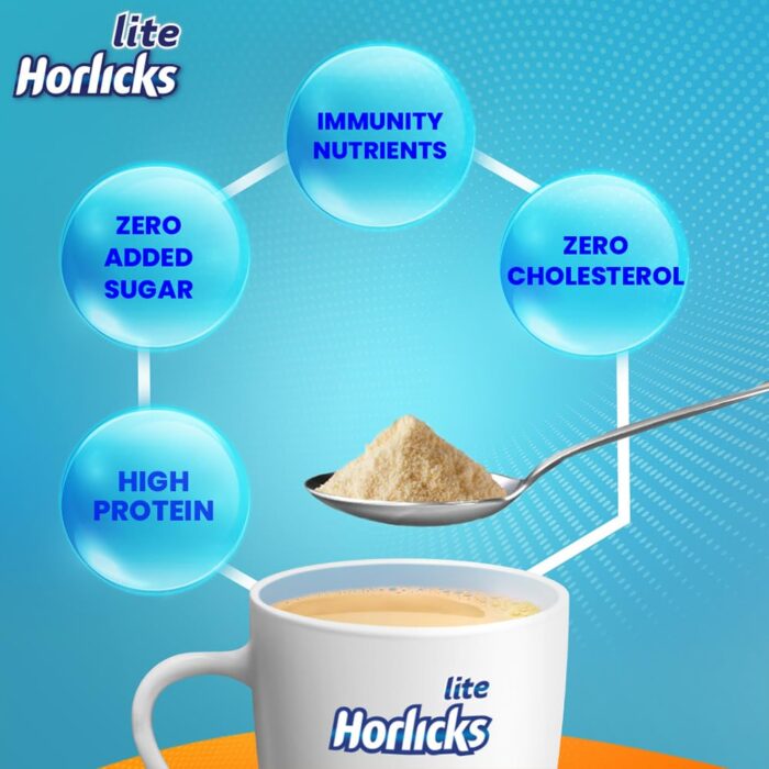 Horlicks Lite 450g, Scientifically designed for Adults |High Protein, Zero added sugar | Malt Flavor - Image 5
