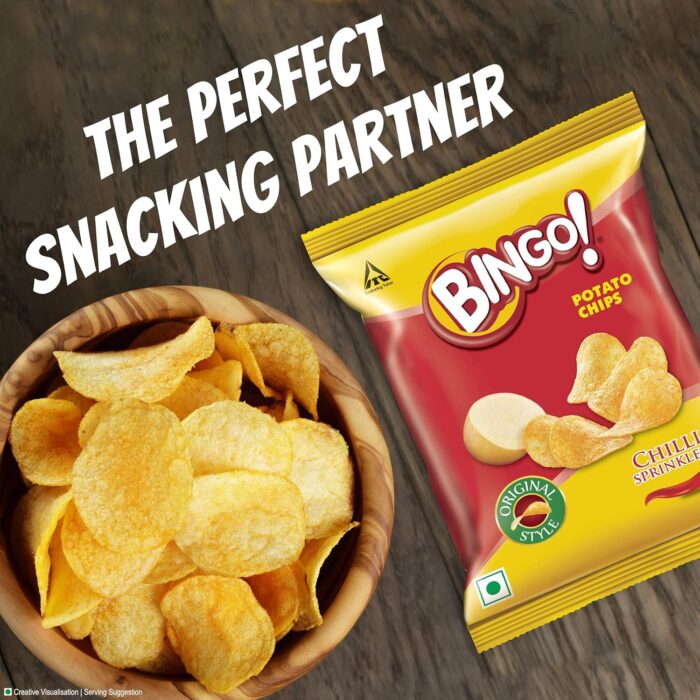 Bingo ! Original Style Chilli Sprinkled - Flat Cut Spicy Potato Chips Pack For Snacks, ,36 Gram(Weight May Vary) - Image 3
