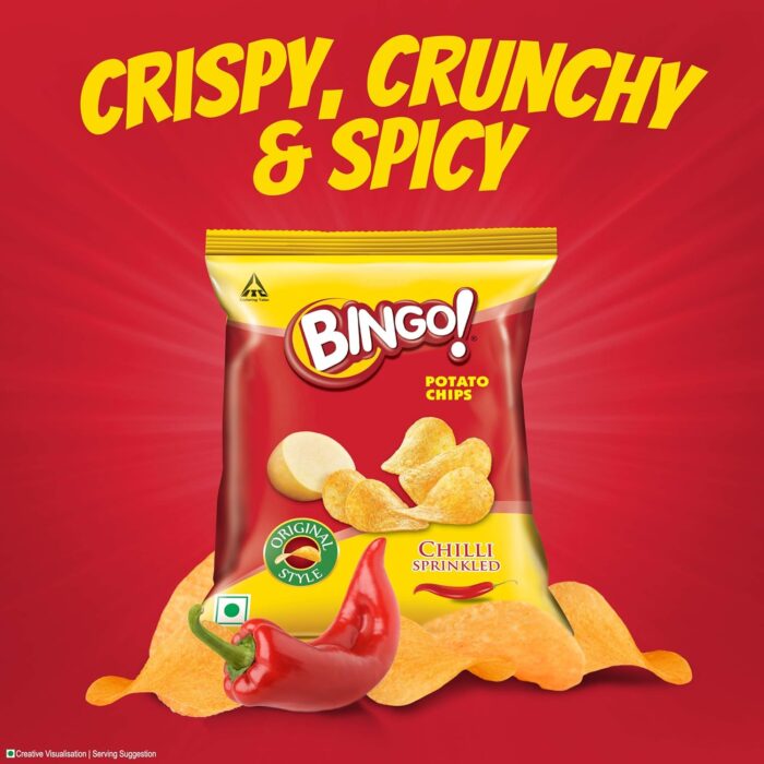 Bingo ! Original Style Chilli Sprinkled - Flat Cut Spicy Potato Chips Pack For Snacks, ,36 Gram(Weight May Vary) - Image 6