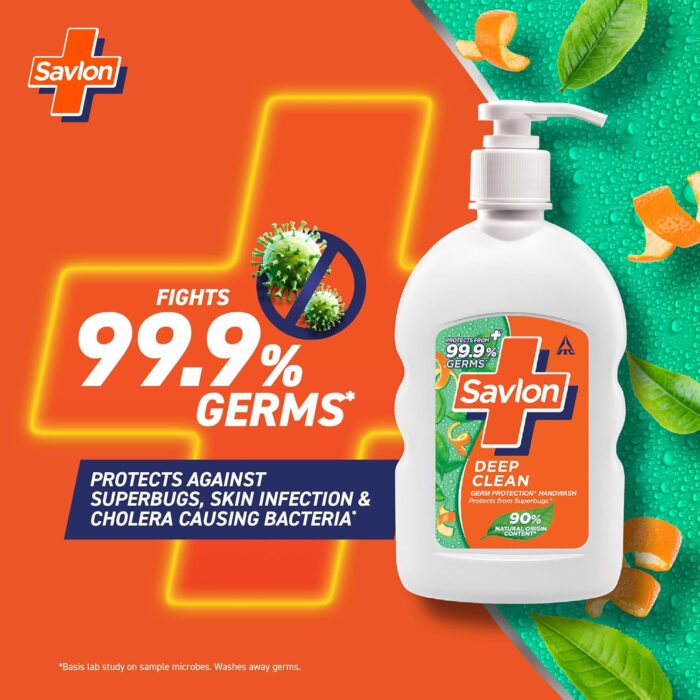 Savlon Deep Clean Germ Protection Liquid Handwash, 200ml +175 Ml Free - Image 4