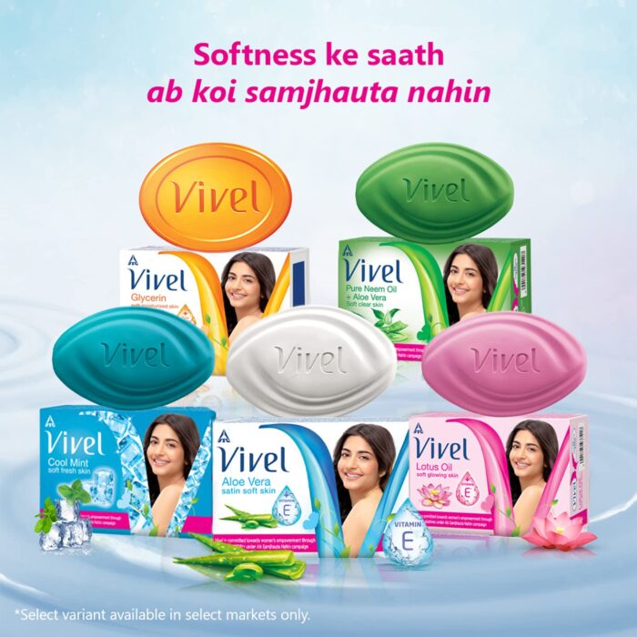 Vivel Cool Mint, Soft Fresh Skin Soap, 400g (BUY 3+1FREE), Soap for Women & Men for Soft, Glowing & Moisurised Skin, All Skin Types - Image 2