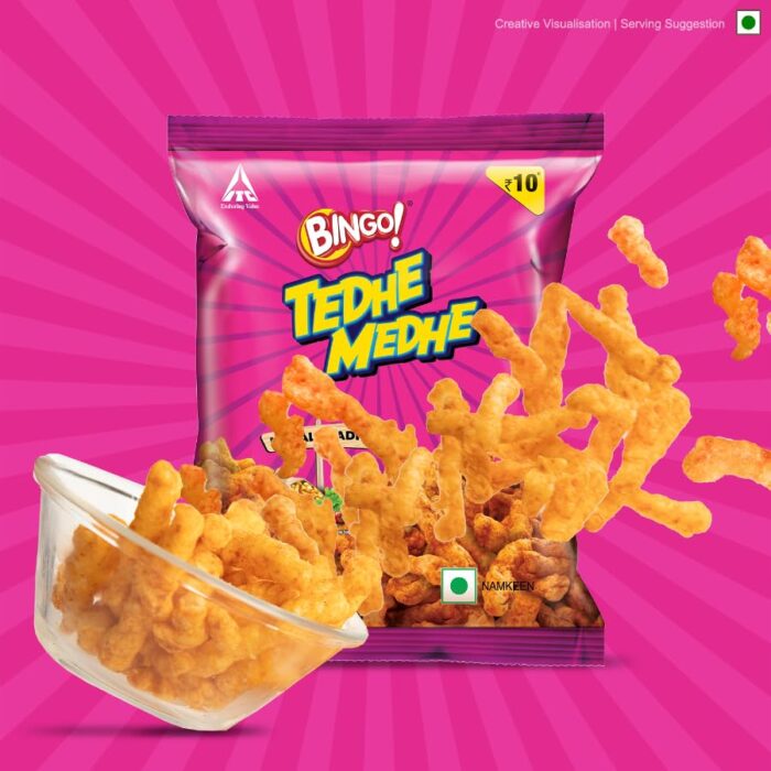 Bingo! Tedhe Medhe Masala Tadka, 36g, Spindle Shaped Crunchy Snack with Indian Masala Flavour Perfect for Snacking - Image 3