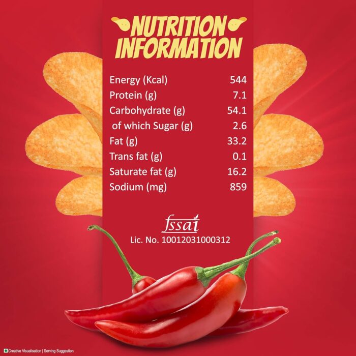 Bingo ! Original Style Chilli Sprinkled - Flat Cut Spicy Potato Chips Pack For Snacks, ,36 Gram(Weight May Vary) - Image 2