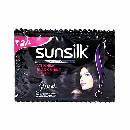 Sunsilk Shampoo - Stunning Black Shine, 7 ml Pouch - Image 1
